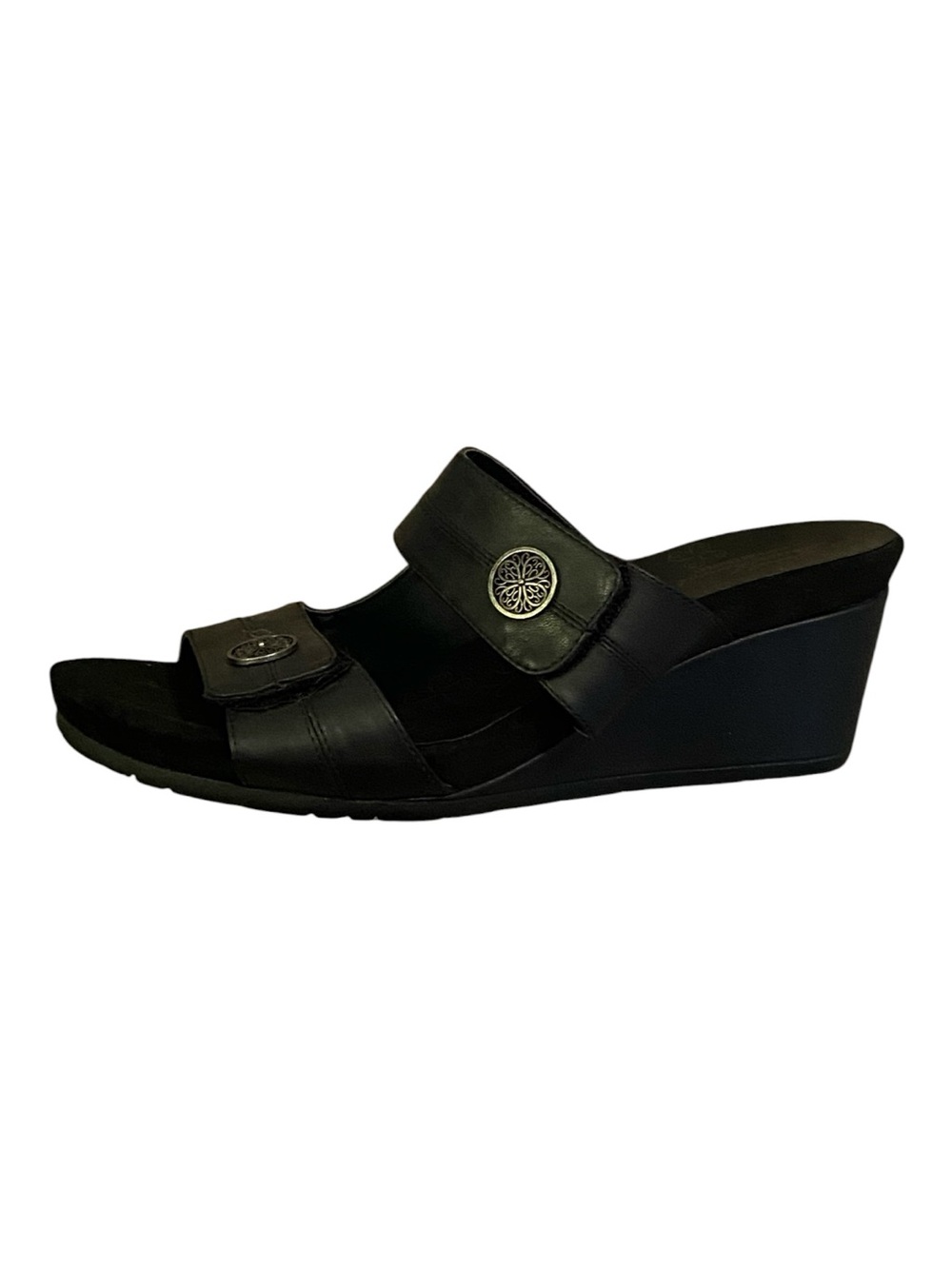 Shelia Black Wedge Slide Sandals for Women ❤️ SZ 9